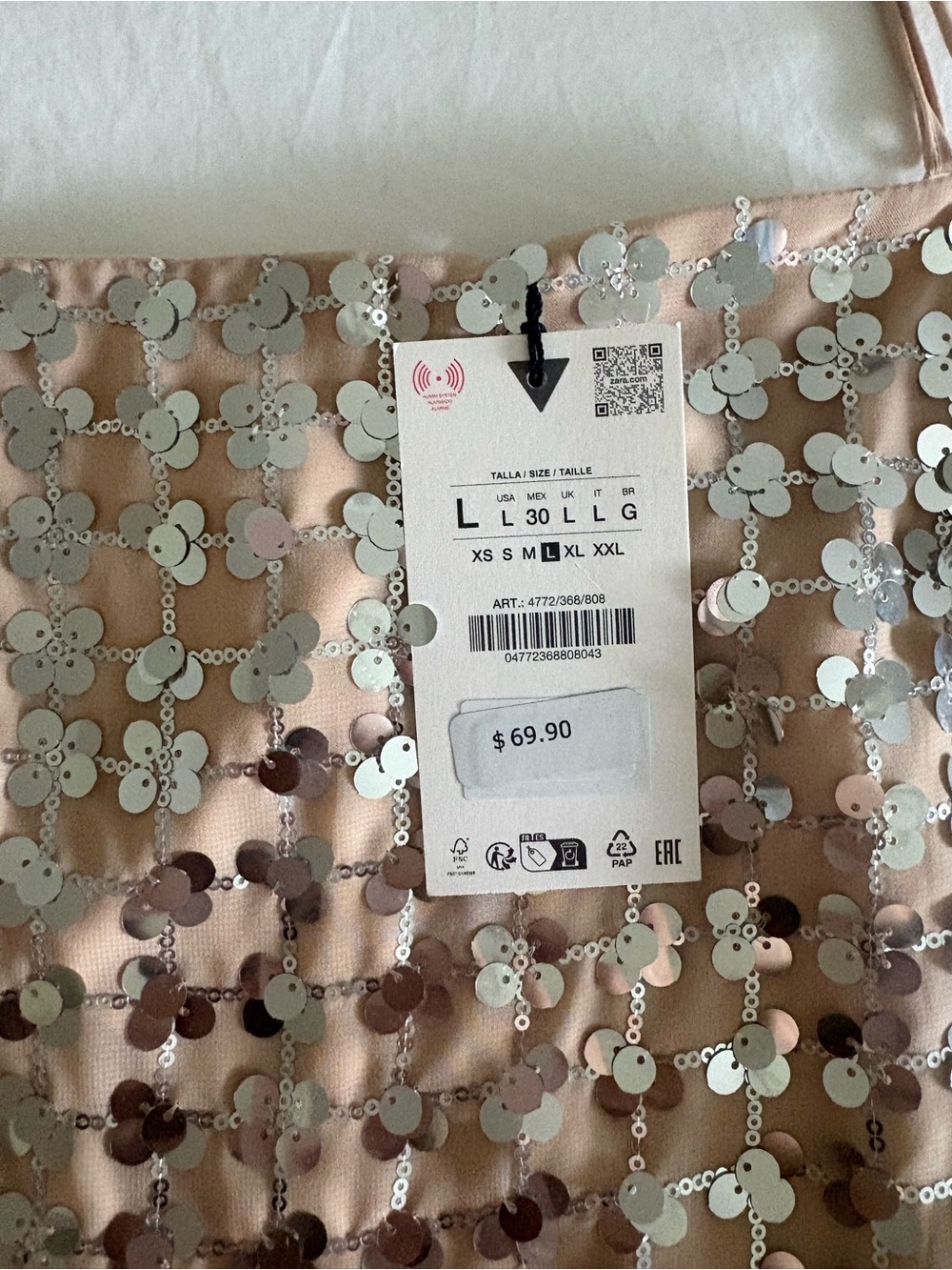 Zara Blush Sequin Mini Dress - Picture 2 of 3